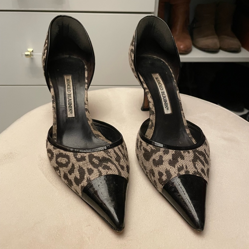Leopard Manolo Blahnik Pumps Black